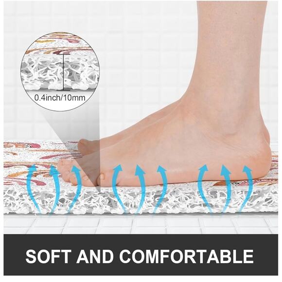 PVC Loofah Style Bath Mat Rainbow Motif 24” x 24” - Picture 3 of 7